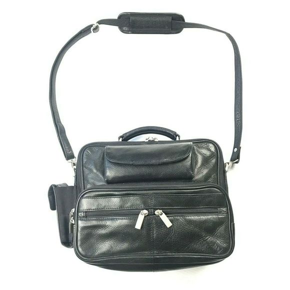 Vintage Handbags - ❗️VTG 90s Y2K Small Black Leather Top Handle Bag